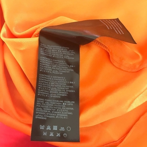 Bebe Orange Black Red Colorblock Asymmetrical D46 - Picture 7 of 7